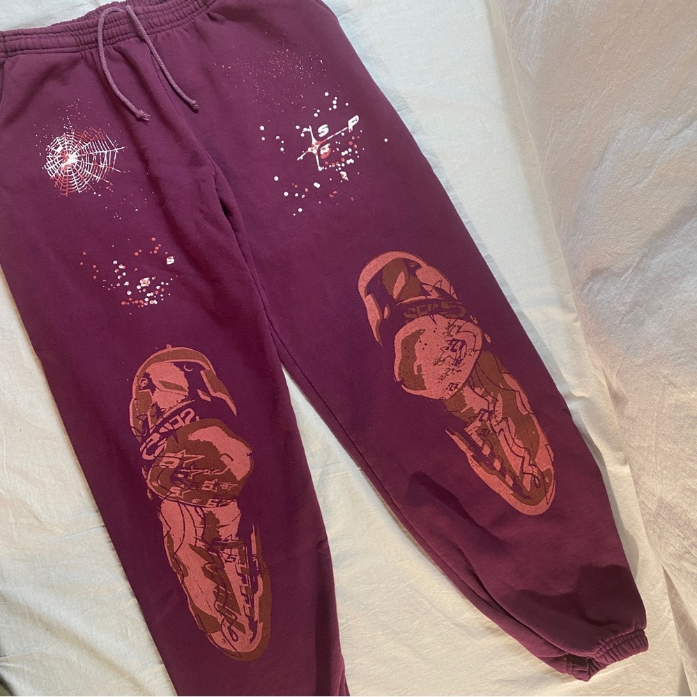 Sp5der Worldwide Nocturnal Highway Sweatpants Size XL Purple Young Thug NEW